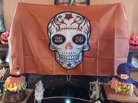 Cincinnati Bengals NFL Sugar Skull 3X5 Feet Flag Día de los Muertos Bandera