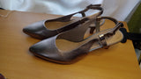 Clarks Linvale Loop Pump Womens 9M Leather Slingback Heels Pewter Gray