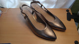 Clarks Linvale Loop Pump Womens 9M Leather Slingback Heels Pewter Gray