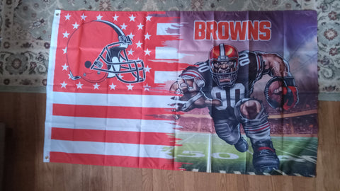 Cleveland Browns NFL 3X5 Feet American Flag Banner Pole or Wall Decor