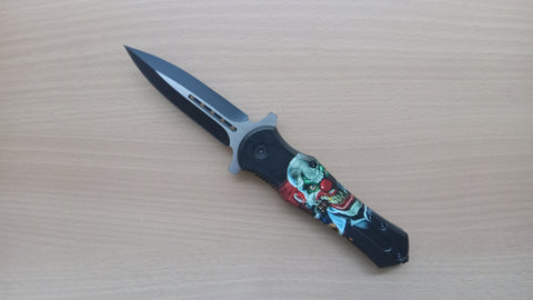 Clown Smoking Spear Point Style Spring Assisted Open Folding Pocket Knife
