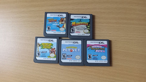 DS 5 Animal Game Bundle Nintendo DS Paws Claws Madagascar Over Hedge Zoo Video Game