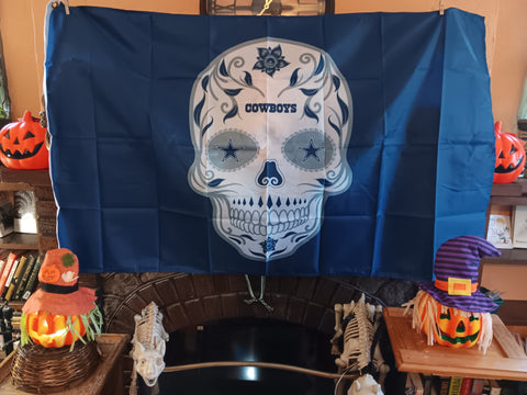 Dallas Cowboys NFL Sugar Skull 3X5 Feet Flag Día de los Muertos Bandera
