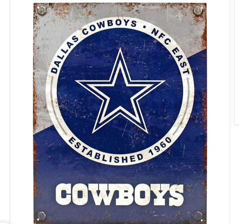 Dallas Cowboys NFL 16x12.5 Tin Sign Distressed Metal Wall Pole Decor