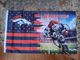 Denver Broncos NFL 3X5 Feet American Flag Banner Pole or Wall Decor