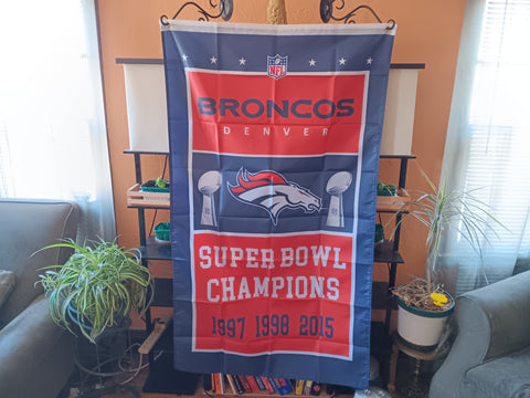 Denver Broncos Super Bowl Champion NFL 3X5 Feet Flag Banner Pole or Wall Decor
