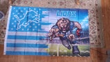 Detroit Lions NFL 3X5 Feet American Flag Banner Wall Decor or Pole Hang