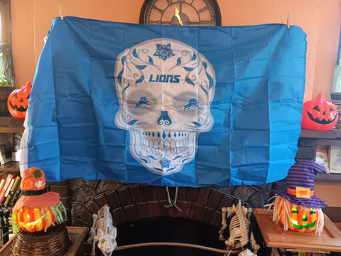 Detroit Lions NFL Sugar Skull 3X5 Feet Flag Día de los Muertos Bandera