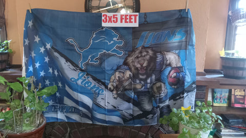 Detroit Lions Stars & Stripes & Steroids NFL 3X5 Feet Flag Banner