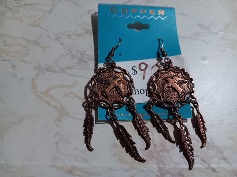 Dream Catcher Copper Earrings