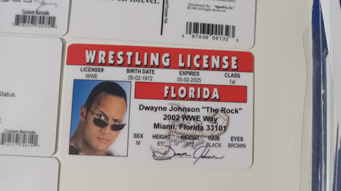 Dwayne Johnson The Rock Florida Novelty Joke I.D. Card Driver's License WWE Wrestling