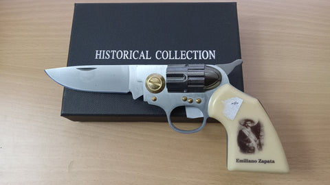 Emiliano Zapata Gun Style Folding Pocket Knife In Gift Box