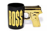 Foil Gold Gun Handle Boss Coffee Mug 16 oz. Cup