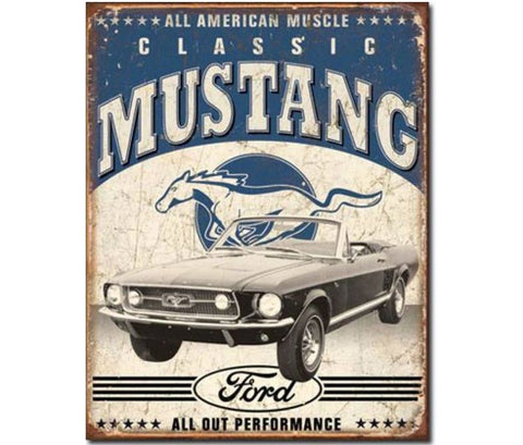 Classic Ford Mustang Metal Sign 16x12 Inch Tin Sign