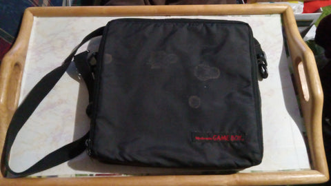 Gameboy 7 Section Black Square Storage Nintendo Carrying Case w Strap