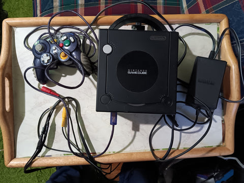 Gamecube Black Console Tested System + Controller AV Cable AC Adapter