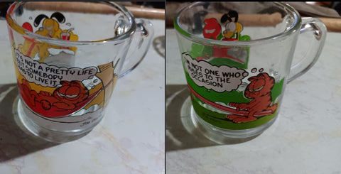 2 Garfield Cartoon Vintage McDonald's Mugs 11 OZ Drinking Glass