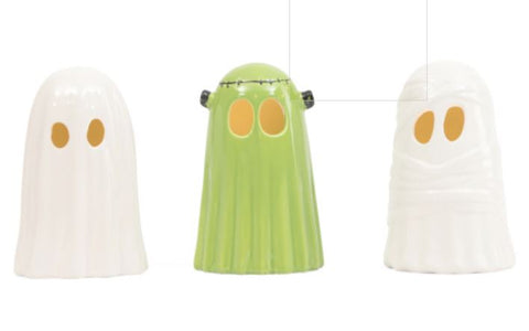 🎃 Halloween Goblin & Ghoul Set of 3 LED Ceramic 5.25x8 Light Up Ghosts