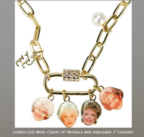 Golden Girls Multi-Charm 18 Inch Necklace with Adjustable 3 Inch Extender