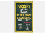 Green Bay Packers 3x5 NFL Flag All 4 Super Bowl Wins Vertical