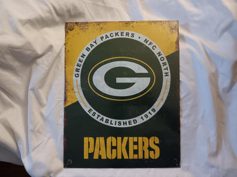 Greenbay Packers NFL Football Team Metal Tin Sign 16X12.5