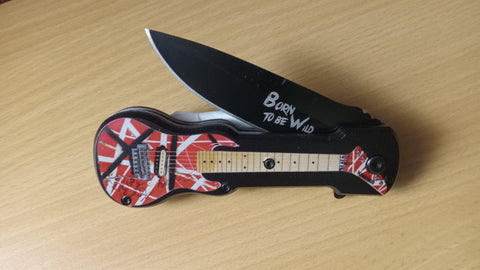 Guitar Knife Aerosmith Red Born To Be Wild Spring Assisted Folding Pocket Knife