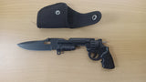 Gun Pistol Grip All Black 9" Spring Assisted Folding Pocket Knife