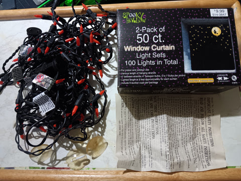 🎃 Halloween 100 Spooky Hollow Orange String Lights Used in Box 020972308553