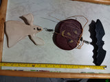 🎃 Halloween 16 Inch Wood Hanging Bat Pumpkin Ghost Decoration