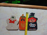 🎃 Halloween 3 Wood Standing Witch Pumpkin Ghost Shelf Decorations