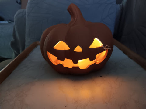 🎃 Halloween 6x5 Lit Terracotta Pumpkin Decorative Prop