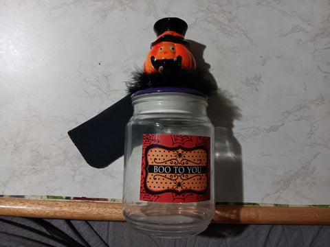 🎃 Halloween 9x4 Glass Jar Boo To You Jack-O-Lantern Lid Rite Aid 017444902692