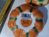 🎃 Halloween Ceramic Orange Pumpkin Candy Bowl Hand Painted Pacific Rim With Lid