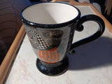 🎃 Halloween Harlequin Pumpkin Coffee Cup Black Mug