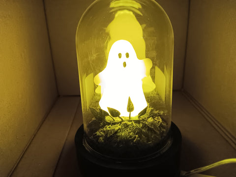 🎃 Halloween LED Lit Plastic Ghost in Dome Decorative Cloche Hyde and EEK!