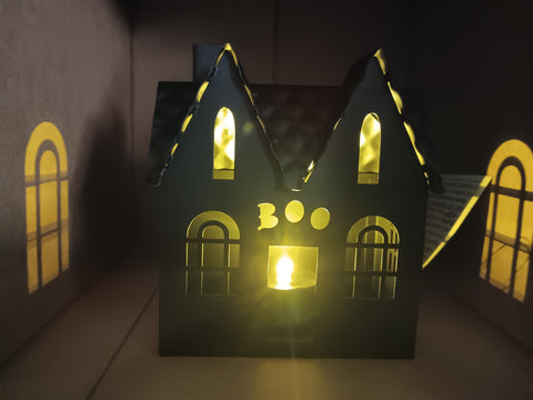 🎃 Halloween Lit Metal Boo House Hyde and EEK! Light Up Indoor Decoration