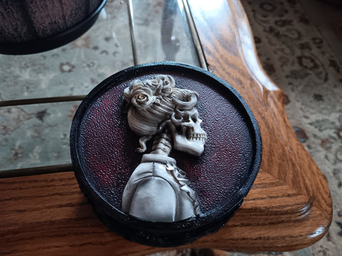 🎃 Halloween Madam Morticia Lady Skeleton Gothic Trinket Jewelry Box