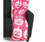 🎃 Halloween NOVOGRATZ Feather Happy Pumpkin Throw 50x70 Pink Blanket