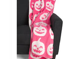 🎃 Halloween NOVOGRATZ Feather Happy Pumpkin Throw 50x70 Pink Blanket