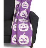 🎃 Halloween NOVOGRATZ Feather Happy Pumpkin Throw 50x70 Purple Blanket