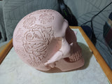 🎃 Halloween Pink Rose Skull 6 Inch Resin Decorative Prop a few cracks