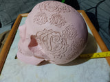 🎃 Halloween Pink Rose Skull 6 Inch Resin Decorative Prop a few cracks