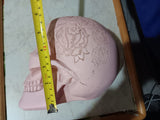 🎃 Halloween Pink Rose Skull 6 Inch Resin Decorative Prop a few cracks
