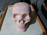 🎃 Halloween Pink Rose Skull 6 Inch Resin Decorative Prop a few cracks