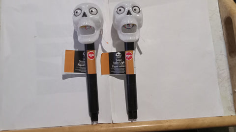 👻 Halloween Solar Lawn Stakes 2 Skulls Bundle Lot