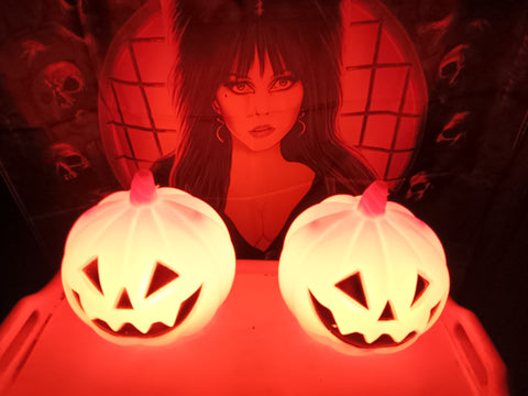 🎃 Halloween TWO LED Lit 8 Inch Plastic Jack-O-Lantern Indoor Pumpkin Lot