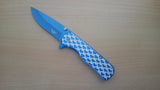 Hearts Blue 8 Inch Spring Assisted Folding Pocket Knife