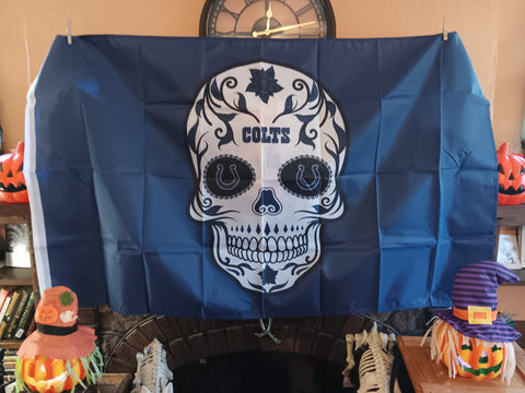 Indianapolis Colts NFL Sugar Skull 3X5 Feet Flag Día de los Muertos Bandera