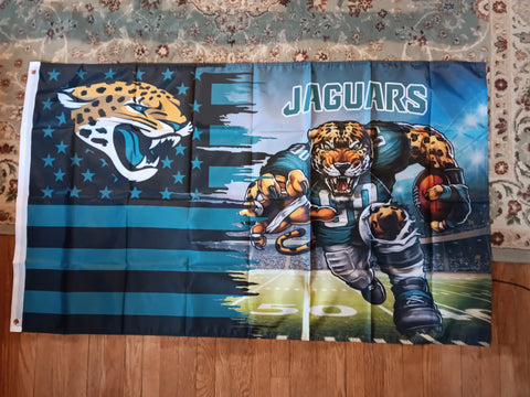 Jacksonville Jaguars NFL 3X5 Feet American Flag Banner Pole or Wall Decor