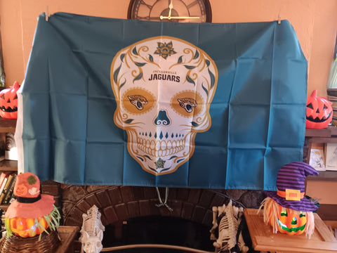 Jacksonville Jaguars NFL Sugar Skull 3X5 Feet Flag Día de los Muertos Bandera